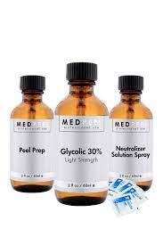 Medpeel Skincare Glycolic 30 Anti Aging Peel 3 Piece Kit Light Strength Spf 30 Moisturizer Peeling Skin Moisturizer
