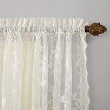 Alison Floral Lace Rod Pocket Curtain Panel Ivory 58 X95 No 918 Lace Window White Lace Curtains Curtains
