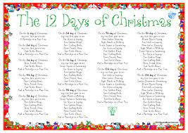 12 Days Of Christmas Words 12 Days Of Christmas Song