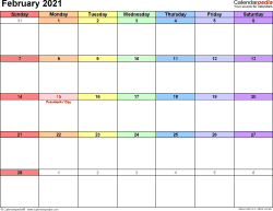 Thank you for choosing us for your february 2021 calendar needs. February 2021 Calendar Templates For Word Excel And Pdf
