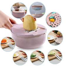Mandoline Slicer Spiralizer Laikeup Vegetable Cutter Made Of Wheat Straw 8 In 1 Veggie Shredder Chopper Dicer With Mandolin Slicer Veggie Cutter Food Strainer
