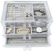 Acrylic Jewelry Box 3 Drawers Velvet Jewellery Organizer Earring Rings Necklaces Bracelet Exhibicion De Pulseras Organizacion De La Joyeria Anillo Bisuteria