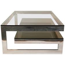 Cantilevered G Mirror Chrome Coffee Table With Smoke Glass Tiered Shelf See More Antique And Modern Coffee Table Antique Coffee Tables Rustic Coffee Tables