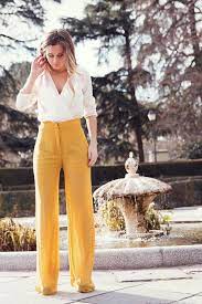 Really Like The High Waisted Wide Legged Trousers Teamed With A Shirt Or Wrap Top Tucked In Grea Wedding Guest Pants Wedding Guest Outfit Summer Guest Attire