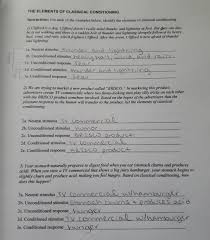 In each example, identify the unconditioned stimulus, unconditioned response, conditioned stimulus, and the conditioned response. Solved The Elements Of Classical Conditioning Instruction Chegg Com