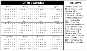 Printable 2020 Calendar With Holidays Holiday Calendar Holiday Calendar Printable Calendar Template