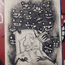 Fairytale Monster Night Girl Sleep Drawing Draw Sketch Sketchbook Nightmare Sleeping Drawing Emotional Art Dream Drawing