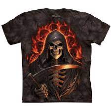 Increases attack power of ally monsters with the fire element by 30%. Fire Grim Reaper T Shirt