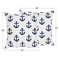 Throw pillow 16 x 16. Navy Blue White Anchors 18in Decorative Accent Throw Pillows Set Of 2 Nautical Ocean Sailboat Sailor Anchor Gender Neutral Overstock 32007632