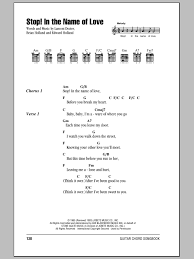 Chords ratings, diagrams and lyrics. Stop In The Name Of Love Sheet Music The Supremes Guitar Chords Lyrics