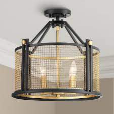 Our colorful, customizable flush mounts are a great way to make a clean, modern statement in your space. Possini Euro Design Modern Ceiling Light Semi Flush Mount Fixture Black Gold 16 1 2 Wide 4 Light Mesh Drum For Bedroom Kitchen Walmart Com Walmart Com