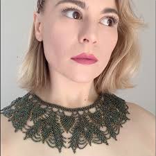 Vintage Iridescent Intricately Beaded Collar