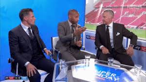 Carragher had posted the seemingly random number asking for people to send him a clip of his sky sports sparring partner gary neville missing a goal. Thierry Henry Jamie Carragher Gif