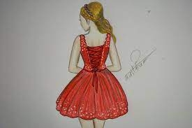 تعلم رسم جسم فتاة مع فستان قصير مميز how to draw girl with a dress fashion sketches girl drawing fashion