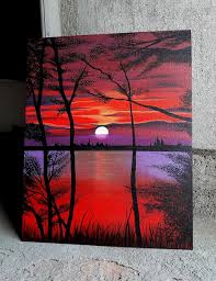Sunset Canvas Acrylic Color Original