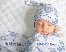 Safari Blue Toile Swaddle Set, Boy Blue Toile Swaddle, Personalized Swaddle  Baby Blanket, Safari Toile Swaddle Set, Baby Shower Gift S74
