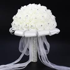 Floral bouquet accents include crystal flowers, bouquet heart accents, pearl accents, color crystal accents, butterfly bouquet accents, and swarovski bouquet crystals. 2016 New Crystal White Bridal Wedding Bouquets Beads Bridal Holding Flowers Hand Made Artificial Flowers Rose Bride Bridesmaid 19 19cm From Wedding Present 18 86 Dhgate Com