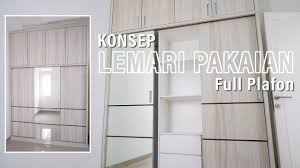 Lemari tiga pintu dengan pintu geser. Ide Lemari Pakaian Sliding Mentok Plafon Dinding Youtube