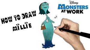how to draw millie tuskmon monsters at work - YouTube