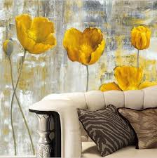 European Style Yellow Flowers Abstract Wallpaper Mural Mural Wallpaper Mural Art Living Room Art