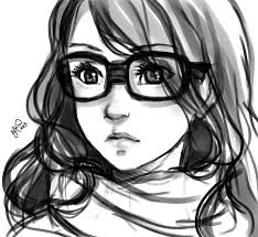 Black And White Glasses Drawing Girl With Glasses Sketch Glasses Sketch Cute Girl With Glasses Girls With Glasses
