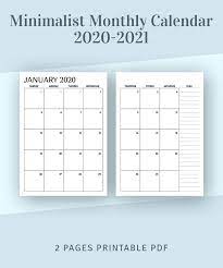 Printable Calendar Monthly 2021 2022 Month On Two Page Etsy Monthly Calendar Template Monthly Calendar Printable Calendar Template