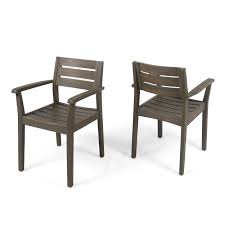 Black metal dining chairs with wood seats for aluminum. Stamford Outdoor Rustic Acacia Wood Dining Chairs With Slat Seats Set Of 2 By Christopher Knight Home Overstock 23055315