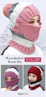 Women Warm Masks Knitted Hat Collar Scarf Set Outdoor Riding Windproof Plus Velvet Hood Hat Hats Windproof Warm Masks Kn Knitted Hats Crochet Crochet Hats