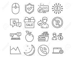 Set Of No Parking Computer Mouse And Internet Chat Icons Burger