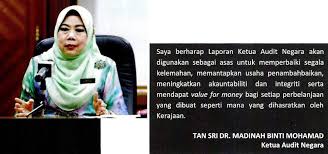 Salah satu daripada inisiatif tersebut ialah mengemukakan laporan ketua audit negara mengenai aktiviti jabatan/agensi dan pengurusan syarikat kerajaan negeri 16. Mindef Malaysia A Twitter Sy Bharap Laporan Ketua Audit Negara Digunakn Sbgai Asas Utk Mperbaiki Kelemahan Mmantapkn Usaha Penambahbaikn Mningkatkn Akauntabiliti Integriti Srta Mndpt Value Of Money Bg Prbelanjaan Yg Dibuat Spt Dihasratkn