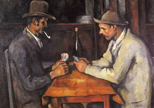 🃏 Paul Cézanne – The Card Players (1890–1895) 🎨 19. yüzyılın sonunda Paul  Cézanne (1839–1906), sanatı yeniden tanımlayacak bir dizi başyapıt üzerinde  çalışıyordu. Bu dönemin en dikkat çekici örneği, Provence köylülerini kart