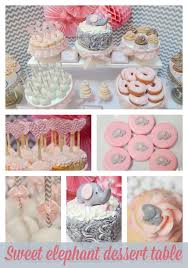 Pink And Grey Elephant Dessert Table Pretty My Party Party Ideas Elephant Baby Shower Theme Baby Shower Elephants Girl Baby Shower Desserts