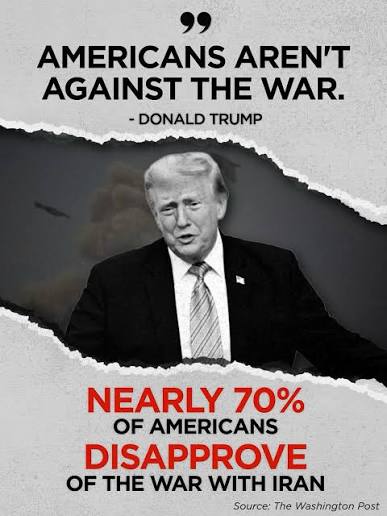 Donald Trump CONTINUES TO LIE about his reckless and costly war of choice  in Iran. Americans want lower costs, not another forever war.