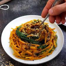 With it's sweet and creamy flavor, pumpkin is one of fall's perfect foods. Healthy Pumpkin Pasta With Spinach And Mushrooms