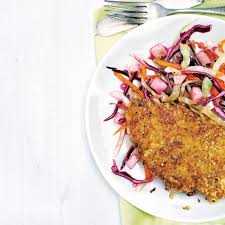 Recette D Escalopes De Poulet Panees Et Salade De Chou Et Pommes Avec Images Recette Escalope De Poulet Escalope De Poulet Poulet Pane