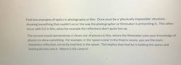 Check spelling or type a new query. Find Two Examples Of Optics In Photography Or Film Chegg Com