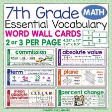 7th Grade Math Word Wall Interactive Notebook Inserts Math Word Walls 7th Grade Math Math Vocabulary