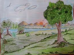 Landscape Drawing Using Pastels On A Chart Paper For My