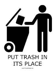 Printable Trash In Its Place With Caption Sign Litter Custom Stickers Signs