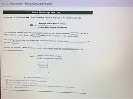 What does apr stand for in computing? Ch 07 Assignment Using Consumer Loans Annual Perc Chegg Com
