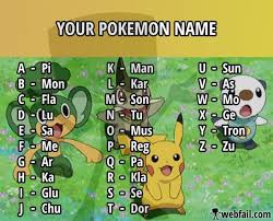 What Is Your Pokemon Name I M Klasamonsaflaflapi Whattheheck Pokemon Names Pokemon Party Games Pokemon Birthday Party