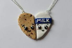 Cookies And Milk Friendship Necklaces By Charmingclaycreation 10 00 Colliers Bff Bff Bijoux Fimo