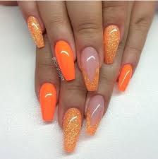 Pin by brandy paul on nails red acrylic nails diamond nails. Acrylic Orange Nails With Glitter Novocom Top