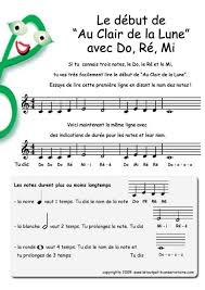 Les Notes De Musique De Au Clair De La Lune Lire Les Notes De Musique Chansons Piano Partition Musique Musique Enfant