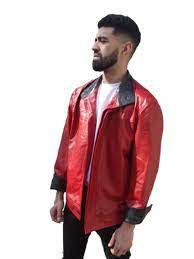 Mens Leather Jacket Red Flip Cuff Snakeskin Embossed Inner Cuff Collar Red Leather Jacket Men Leather Jacket Casual Leather Jacket