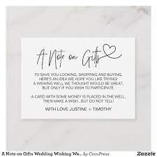 A Note On Gifts Wedding Wishing Well Card Heart Zazzle Com Au In 2021 Wishing Well Baby Shower Wishing Well Wedding Monetary Gift Wording Wedding