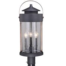Shop Cumberland 3l Dusk To Dawn Bronze Wood Rustic Outdoor Post Light Clear Glass 10 In W X 25 In H X 10 In D Ships To Canada Overstock 28386892