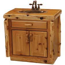 Log exposed walls and arch. Fireside Rustic Furniture Cedar Log Vanity 30 Inches