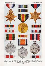 1950 Antique British Medals Ribbons Print 2 Military Orders