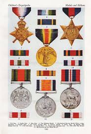 1950 Antique British Medals Ribbons Print 2 Military Orders